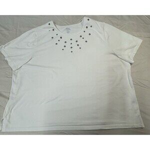 Liz & Me Sport Women’s White Short Sleeve Shirt with Grommet Accents – Size 3X